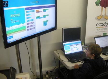 Flappy bird programming at the National Museum of Computing